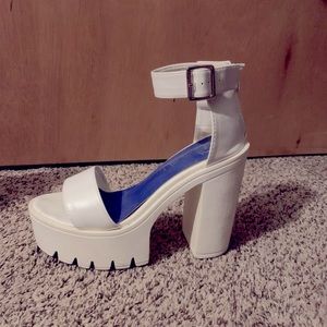 White platform sandals